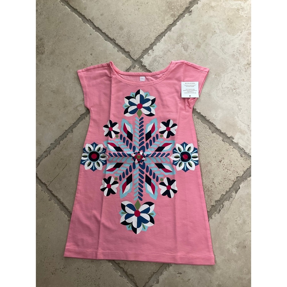 NWT Tea Collection pink geometric print dress - girls size‎ 3
